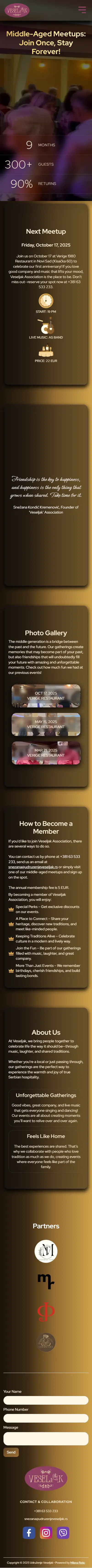 veseljak website mobile preview